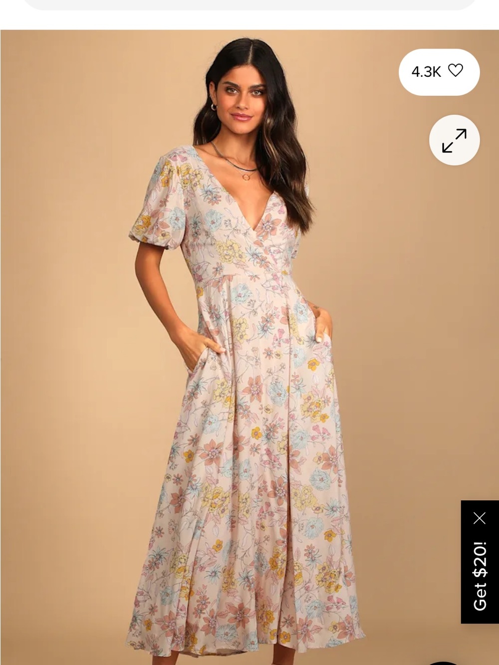 Flourishing Feelings Pink Floral Print Puff Sleeve Midi Dress